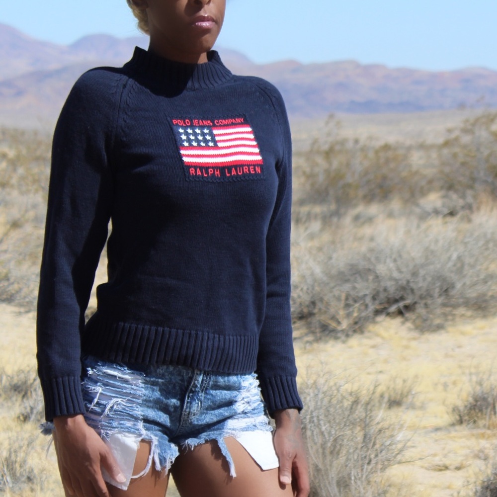 Vintage 1990s Polo Jeans Co. American Flag Sweater
